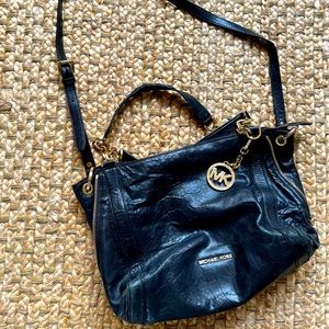Michael Kors black leather cross-body shoulder bag